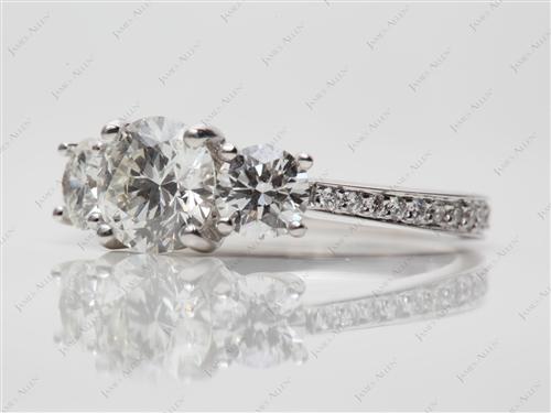 White Gold 1.11 Round cut Three Stones