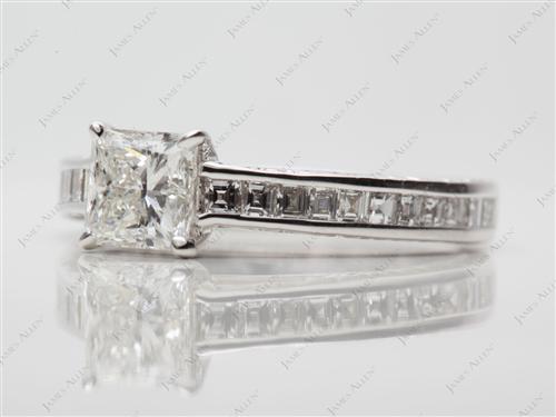 White Gold 0.81 Princess cut Channel Set Rings