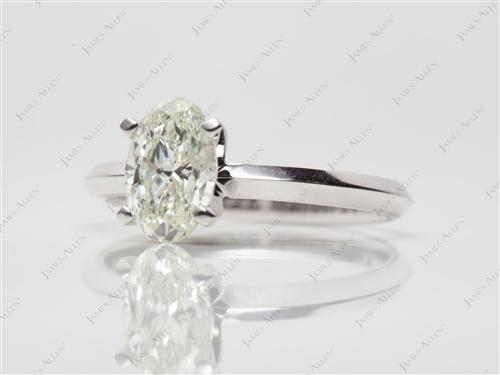 White Gold 1.00 Oval cut Solitaire Diamond Rings