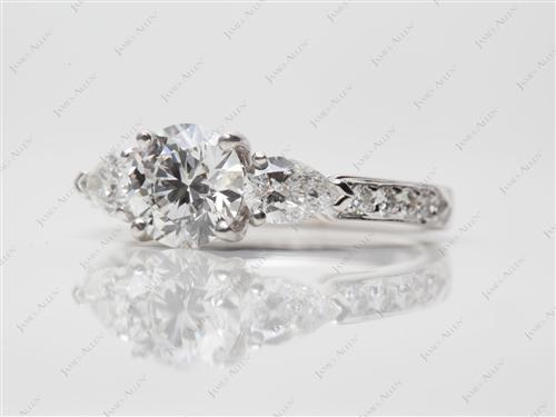 White Gold 1.05 Round cut Three Stones Diamond Rings