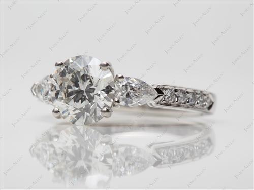 Platinum 1.53 Round cut Three Stones Ring