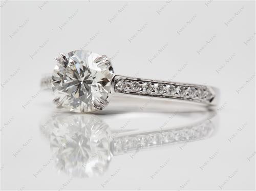 White Gold 1.05 Round cut Pave Ring Mountings