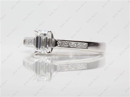 White Gold 0.60 Emerald cut Channel Cut Ring