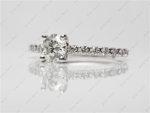 White Gold 0.61 Round cut Pave Engagement Rings