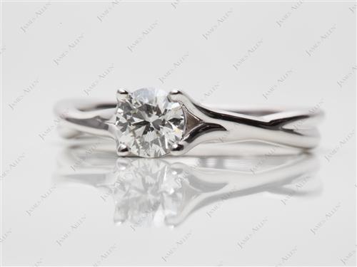 White Gold 0.52 Round cut Diamond Engagement Solitaire Rings