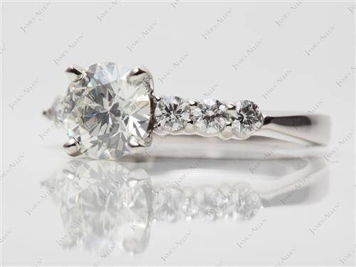 Platinum 1.51 Round cut Engagement Ring Side Stones