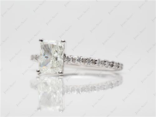 White Gold 1.02 Radiant cut Engagement Ring Micro Pave