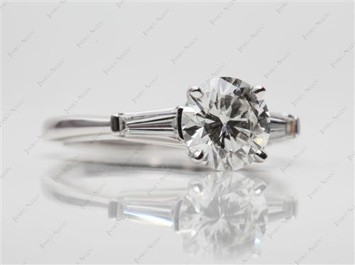 White Gold 1.30 Round cut Sidestone Engagement Ring