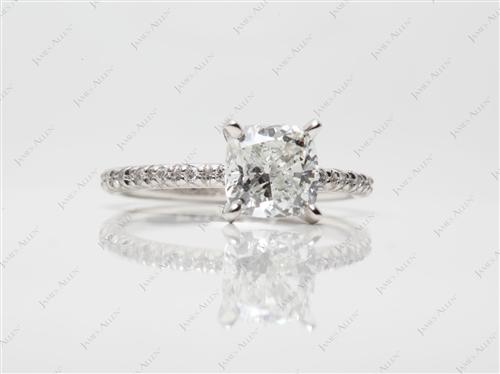 Platinum 1.51 Cushion cut Pave Engagement Ring