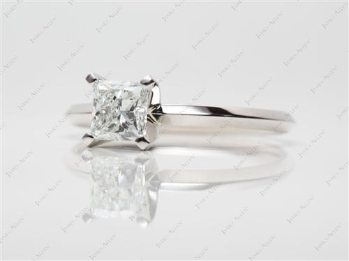 Platinum 0.90 Princess cut Diamond Solitaire Engagement Ring