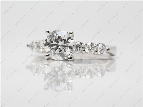 Platinum 1.14 Round cut Engagement Ring Settings With Side Stones