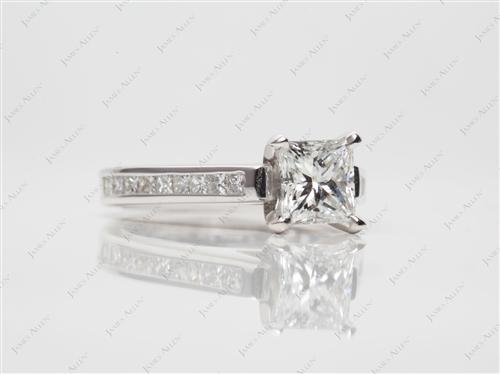 White Gold 0.92 Princess cut Channel Set Diamond Engagement Ring