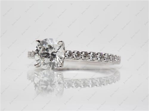 White Gold 1.40 Round cut Engagement Rings Side Stones