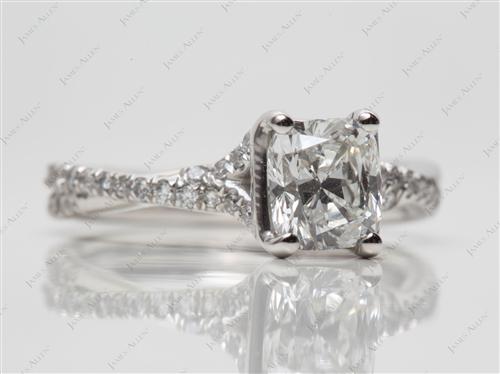 Platinum 1.12 Cushion cut Pave Ring