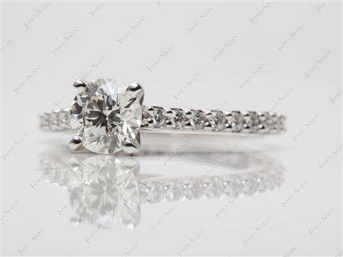 White Gold 0.78 Round cut Princess Cut Engagement Rings With Side Stones