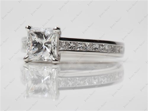 Platinum 1.29 Princess cut Channel Set Diamond Rings