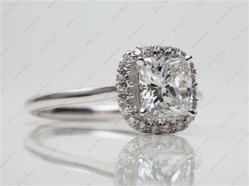 White Gold 1.51 Cushion cut Micro Pave Engagement Rings