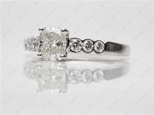 Platinum 1.60 Cushion cut Engagement Rings Side Stones