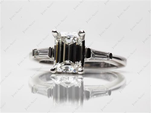 Platinum 1.62 Emerald cut Engagement Ring With Side Stones