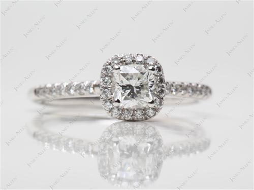 Platinum 0.51 Cushion cut Pave Diamond Rings