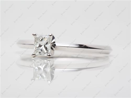 White Gold 0.45 Princess cut Solitaire Ring Mountings