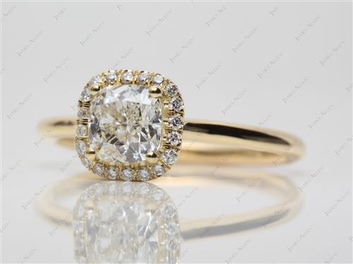 Gold 1.22 Cushion cut Pave Ring Settings