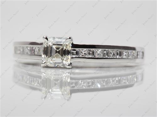 Platinum 0.74 Asscher cut Channel Engagement Rings