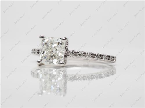 White Gold 1.30 Cushion cut Micro Pave Engagement Rings