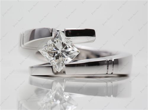 White Gold 1.21 Princess cut Tension Setting Engagement Rings