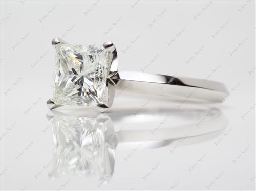 Platinum 2.13 Princess cut Solitaire Ring Settings