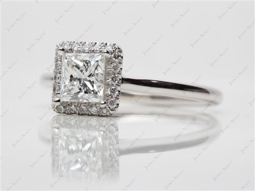 Platinum 1.01 Princess cut Pave Ring Mountings
