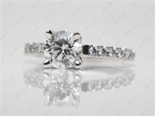 White Gold 1.03 Round cut Pave Engagement Rings