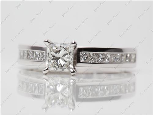 White Gold 0.60 Princess cut Channel Diamond Ring