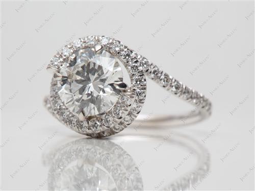 White Gold 1.21 Round cut Micropave Rings