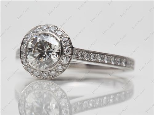 Platinum 0.93 Round cut Pave Ring Setting