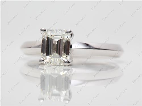White Gold 1.00 Emerald cut Diamond Solitaire Engagement Ring
