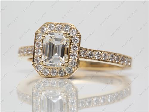 Gold 0.91 Emerald cut Engagement Rings
