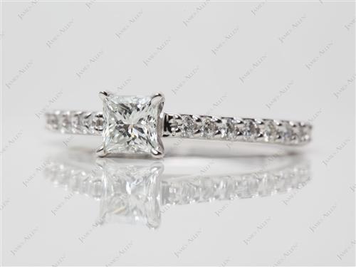 White Gold 0.38 Princess cut Side Stone Engagement Rings