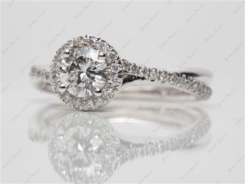 White Gold 0.50 Round cut Engagement Ring Micro Pave