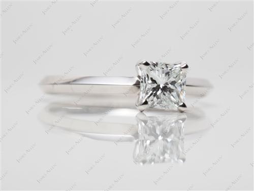 White Gold 0.70 Radiant cut Solitaire Engagement Ring