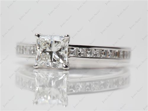 White Gold 1.00 Princess cut Channel Set Diamond Engagement Ring