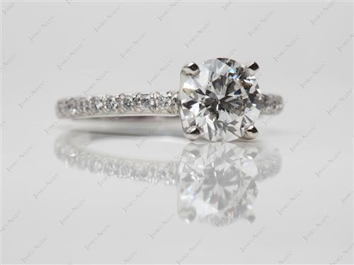 Platinum 1.22 Round cut Pave Diamond Engagement Ring