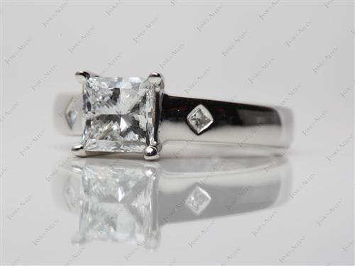 Platinum 1.07 Princess cut Solitaire Ring Setting
