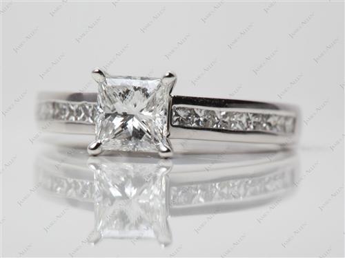 White Gold 1.05 Princess cut Channel Set Diamonds