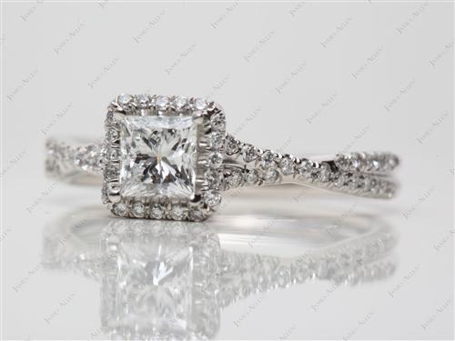 Platinum 0.71 Princess cut Pave Ring