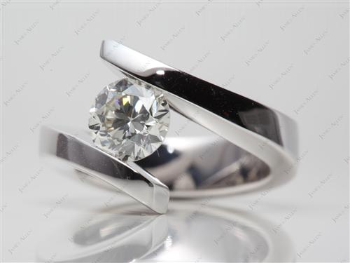 White Gold 1.26 Round cut Tension Set Diamond Ring