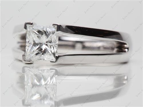 White Gold 1.21 Princess cut Tension Engagement Rings