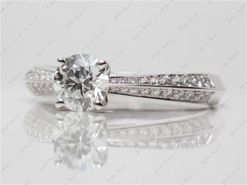 White Gold 0.75 Round cut Pave Diamond Rings
