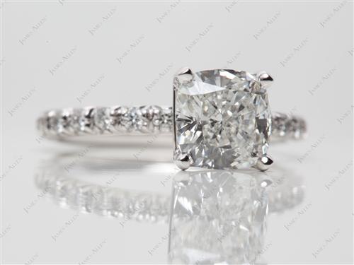 Platinum 1.81 Cushion cut Engagement Rings Pave
