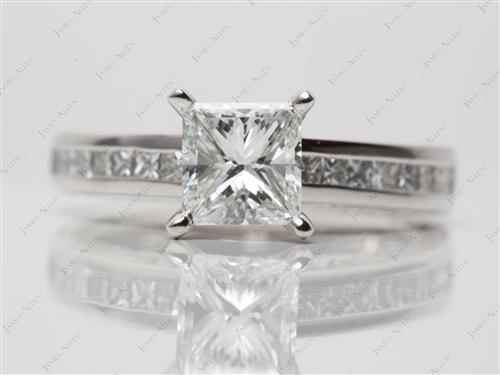 Platinum 1.20 Princess cut Channel Set Diamond Engagement Rings